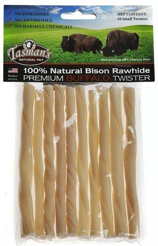 Tasman's Natural Pet Bison Rawhide 5" Small Twisters Dog Natural Chews - 10 Pack  