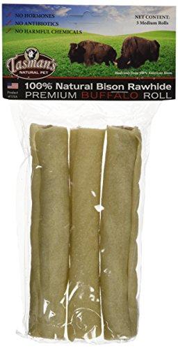 Tasman's Natural Pet Bison Rawhide 6" Medium Rolls Dog Natural Chews - 3 Pack  