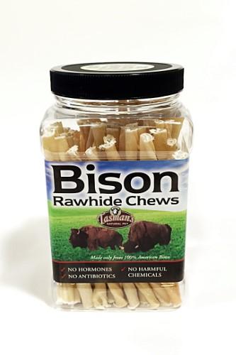 Tasman's Natural Pet Bison Rawhide Twisted Bison Rawhide Chews Jar Dog Natural Chews - Case of 75  