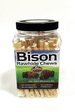 Tasman's Natural Pet Bison Rawhide Twisted Bison Rawhide Chews Jar Dog Natural Chews - ...