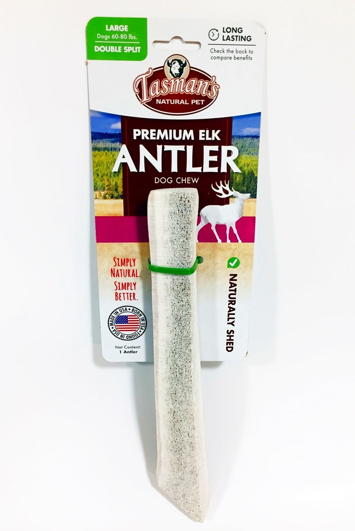 Tasman's Natural Pet Elk Antler Large Dog Natural Chews - Double Split  