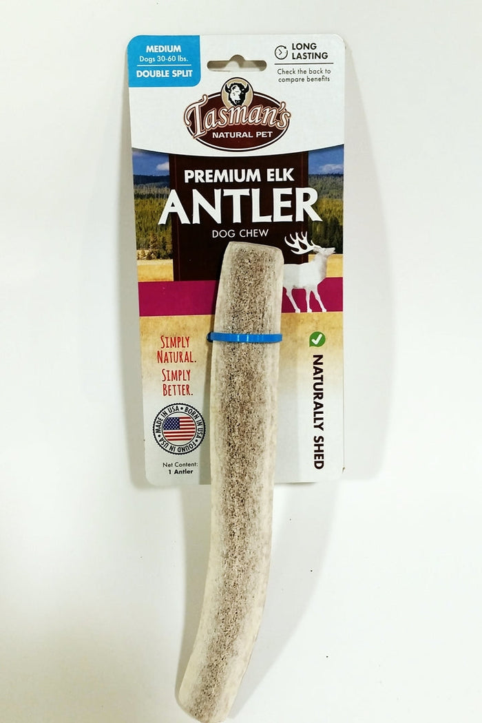 Tasman's Natural Pet Elk Antler Medium Dog Natural Chews - Double Split