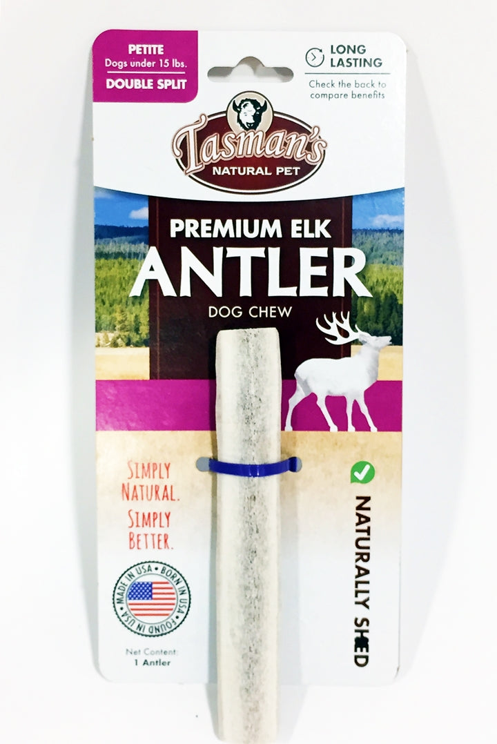 Tasman's Natural Pet Elk Antler Petite Dog Natural Chews - Double Split  