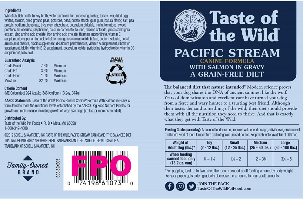 Taste Of The Wild Pacific Stream Canned Dog Food  