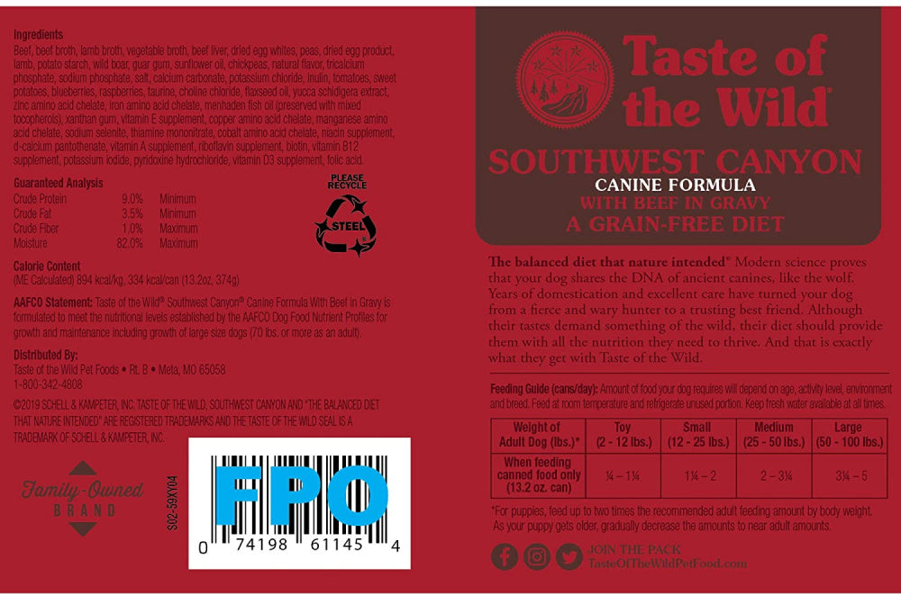 Taste Of The Wild Southwest Canyon Canned Dog Food  