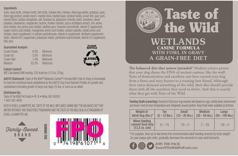 Taste Of The Wild Wetlands Canned Dog Food  