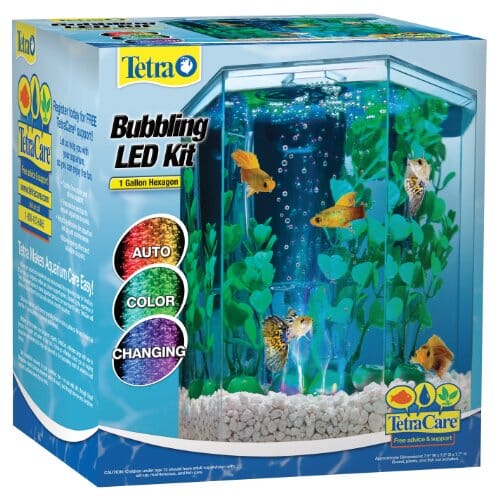 Tetra Colorfusion Hexagon Bubbling LED Kit Desktop Aquarium - 1 Gal