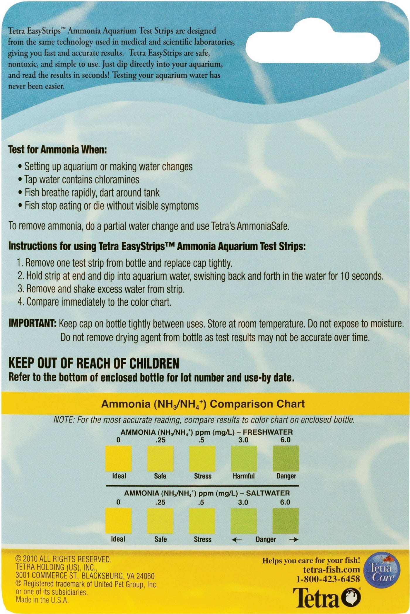 Tetra Easystrips Ammonia Aquarium Test Strips Aquarium Water Test Kit