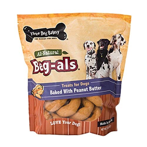 Three Dog Bakery Beg-Als All Natural Dog Biscuits Treats - Peanut Butter - 25 Oz