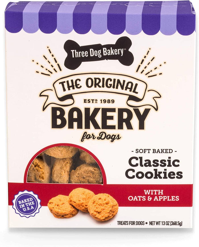 Three Dog Bakery Woofers Soft Baked Classic Cookies Dog Biscuits Treats - Oats/Apple - ...