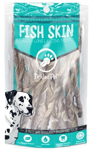 Tickled Pet All-Natural Icelandic Codfish Skin Rolls Dehydrated Dog Chews - 6 oz Bag  