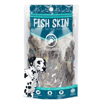 Tickled Pet All-Natural Icelandic Codfish Skin Twists Dehydrated Dog Chews - 16 oz Bag  