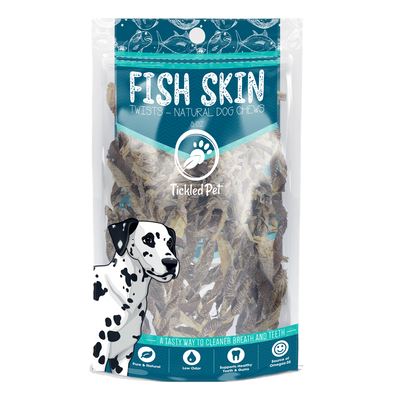 Tickled Pet All-Natural Icelandic Codfish Skin Twists Dehydrated Dog Chews - 16 oz Bag