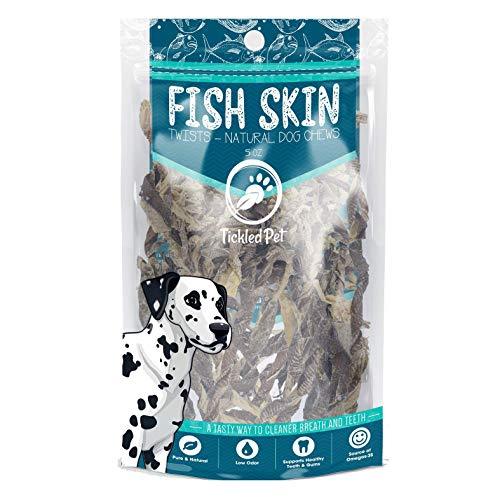 Tickled Pet All-Natural Icelandic Codfish Skin Twists Dehydrated Dog Chews - 5 oz Bag  