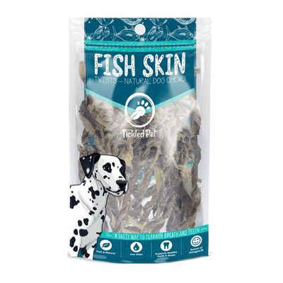 Tickled Pet All-Natural Icelandic Codfish Skin Twists Dehydrated Dog Chews - 8 oz Bag  