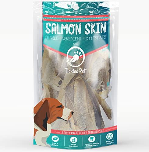 Tickled Pet All-Natural Salmon Skins Dehydrated Dog Chews - 6 oz Bag  