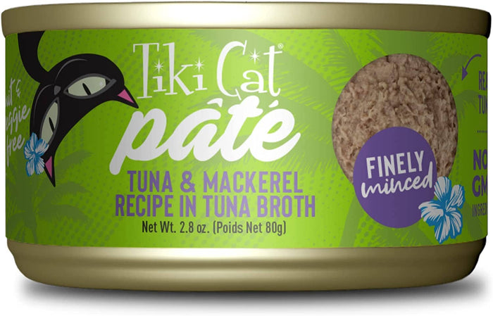 Tiki Cat Ahi Tuna & Mackerel Pate Luau Canned Cat Food - 2.8 Oz - Case of 12