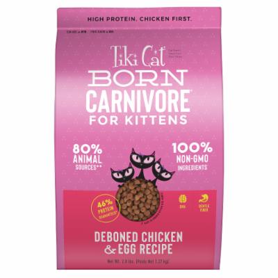 Tiki Cat Born Carnivore Non-GMO Chicken & Egg Kitten non Kibble Dry Cat Food - 2.8 lbs ...