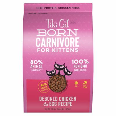 Tiki Cat Born Carnivore Non-GMO Chicken & Egg Kitten non Kibble Dry Cat Food - 2.8 lbs Bag  