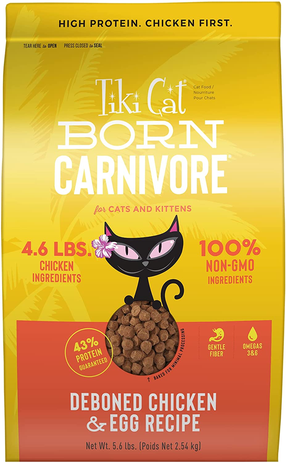 Tiki Cat Born Carnivore Non-GMO Chicken & Egg non Kibble Dry Cat Food - 11.1 lb Bag  