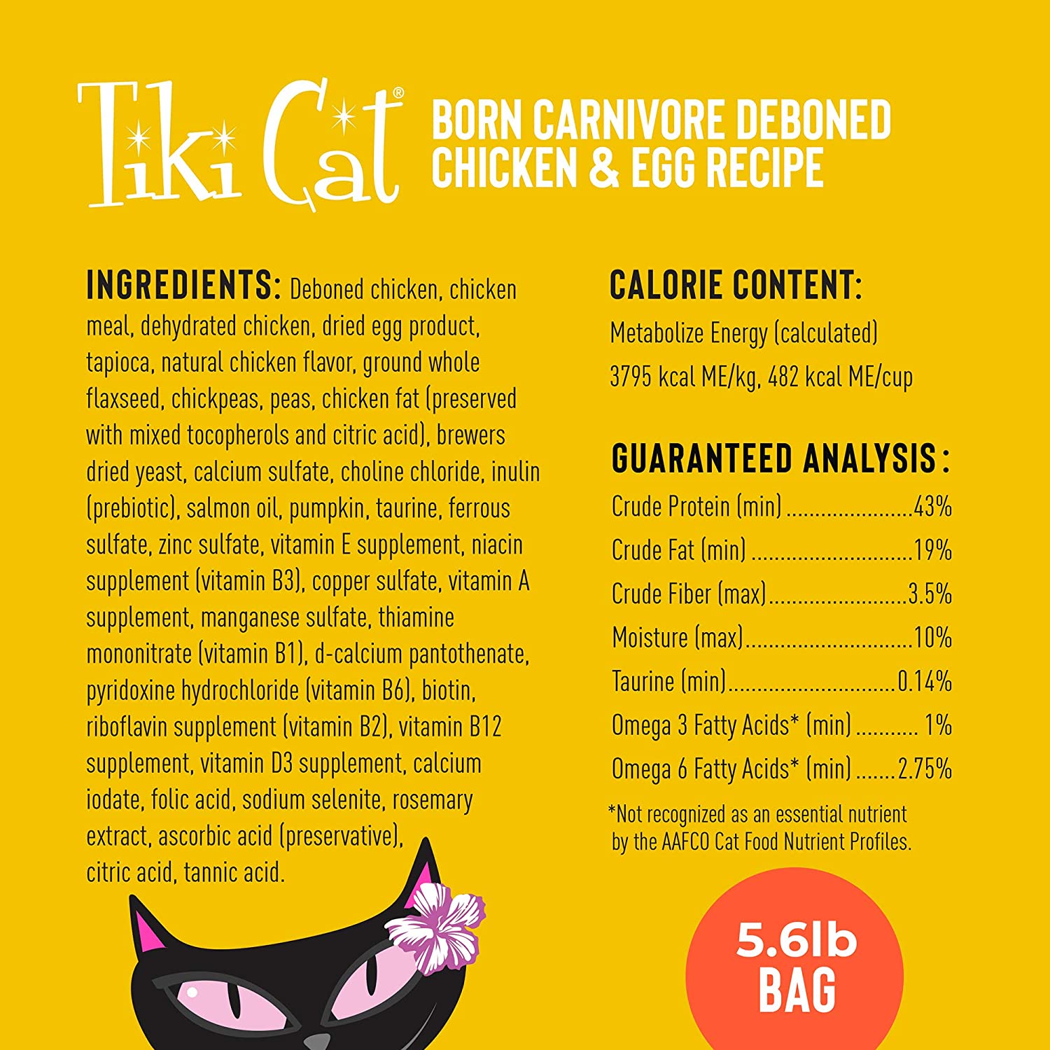 Tiki Cat Born Carnivore Non-GMO Chicken & Egg non Kibble Dry Cat Food - 2.8 lb Bag  