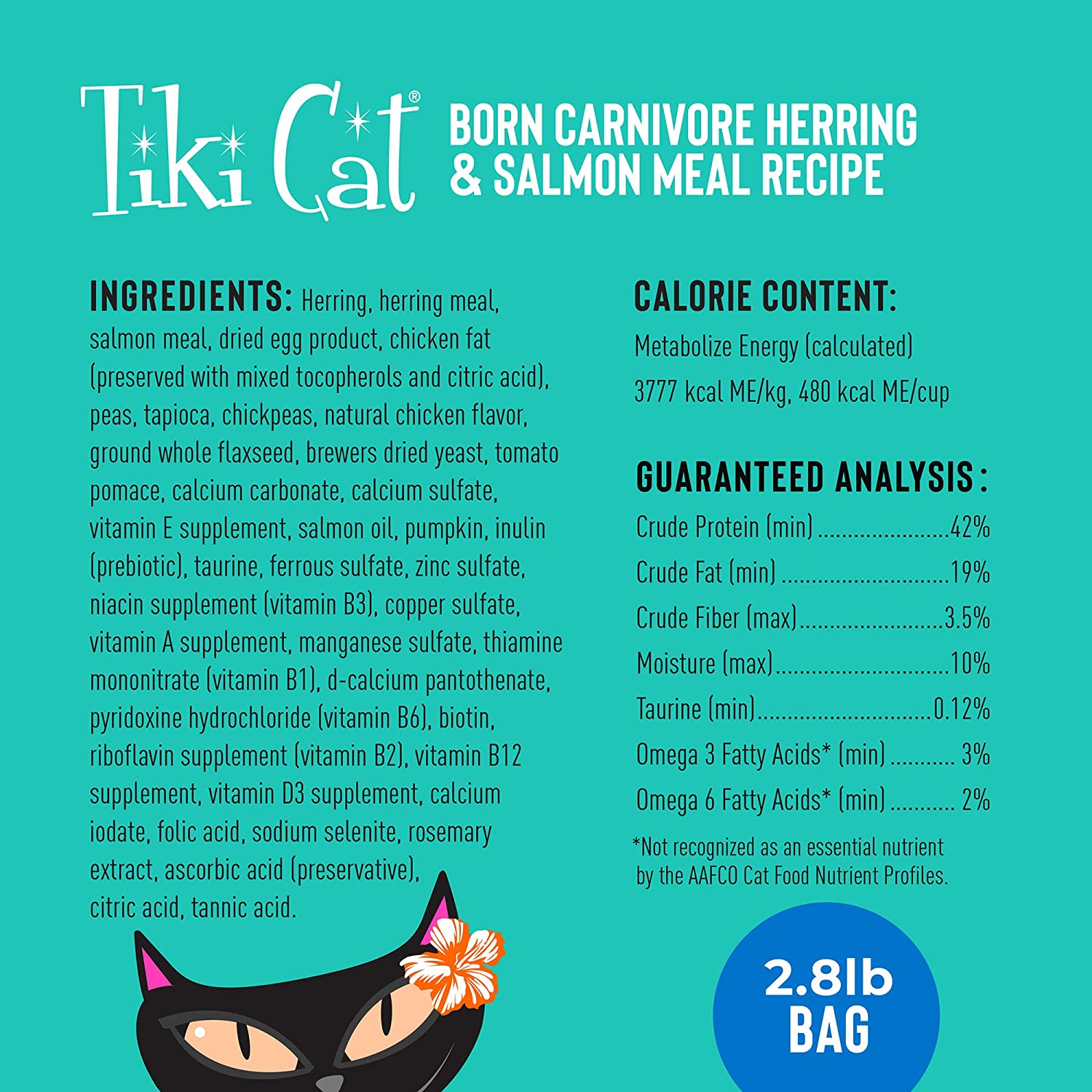 Tiki Cat Born Carnivore Non-GMO Herring & Salmon non Kibble Dry Cat Food - 11.1 lb Bag  