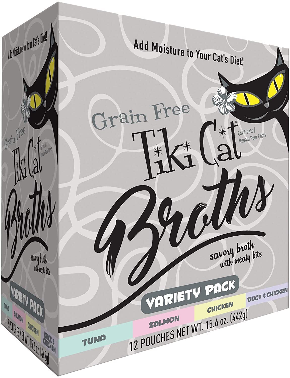 Tiki Cat Broth Variety Pack Cat Food Toppers - 1.3 Oz Pouch - Pack of 12  