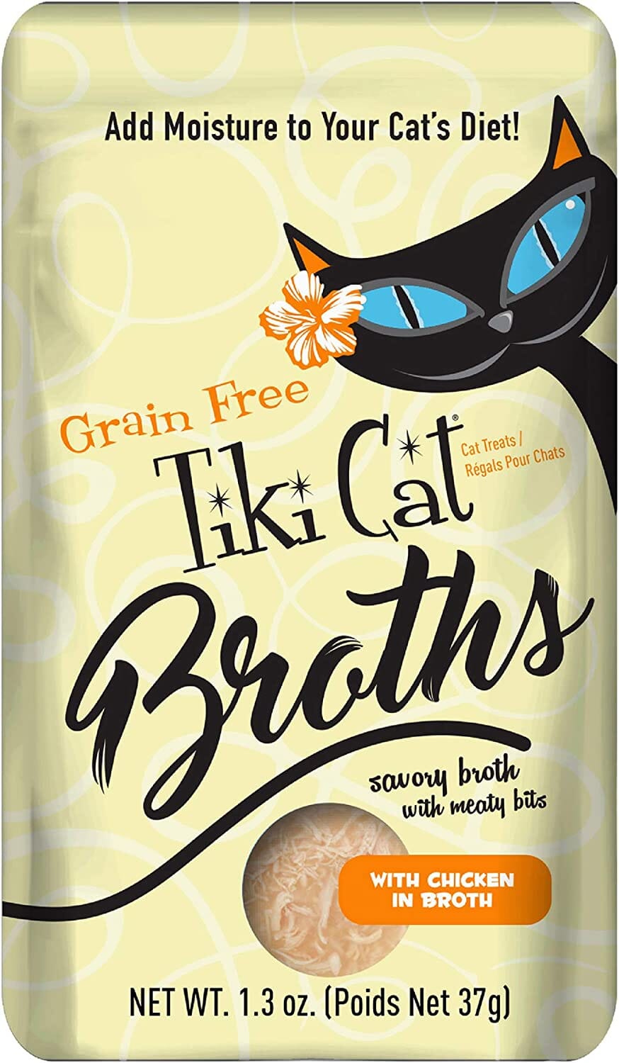 Tiki Cat Chicken Broth Cat Food Toppers - 1.3 Oz Pouch - Pack of 12  