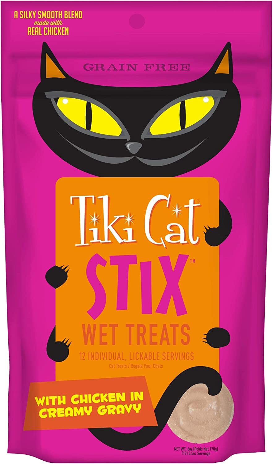 Tiki Cat Chicken Mousse STIX™ Cat Treats - (12 Tubes per Bag) - 6 Oz Bags - Pack of 12  