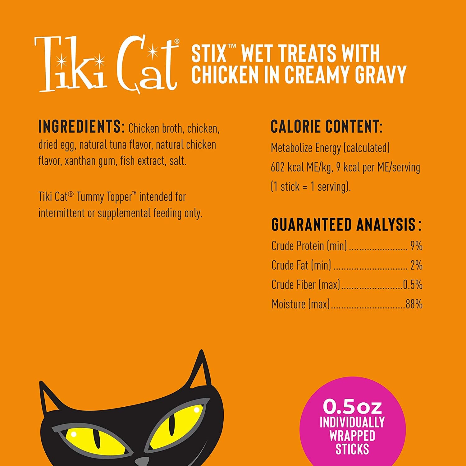 Tiki Cat Chicken Mousse STIX™ Cat Treats - (6 Tubes per Bag) - 3 Oz Bags - Pack of 12  