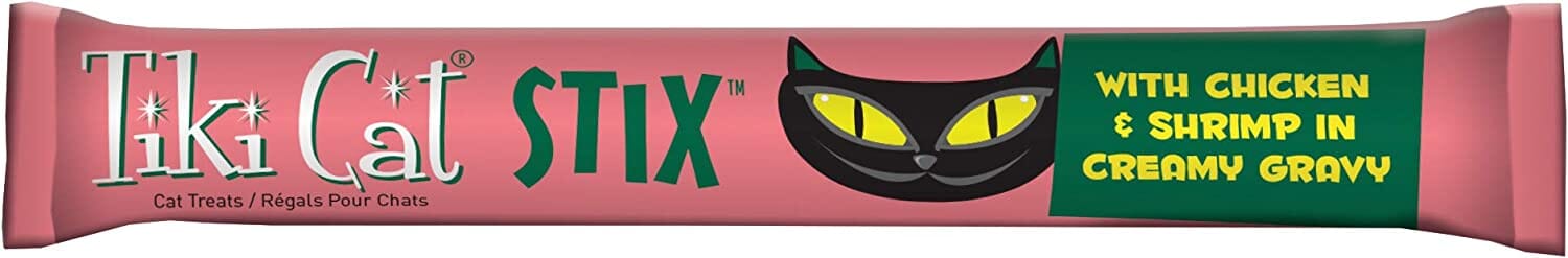 Tiki Cat Chicken & Shrimp Mousse STIX™ Cat Treats - (6 Tubes per Bag) - 3 Oz Bags - Pack of 12  