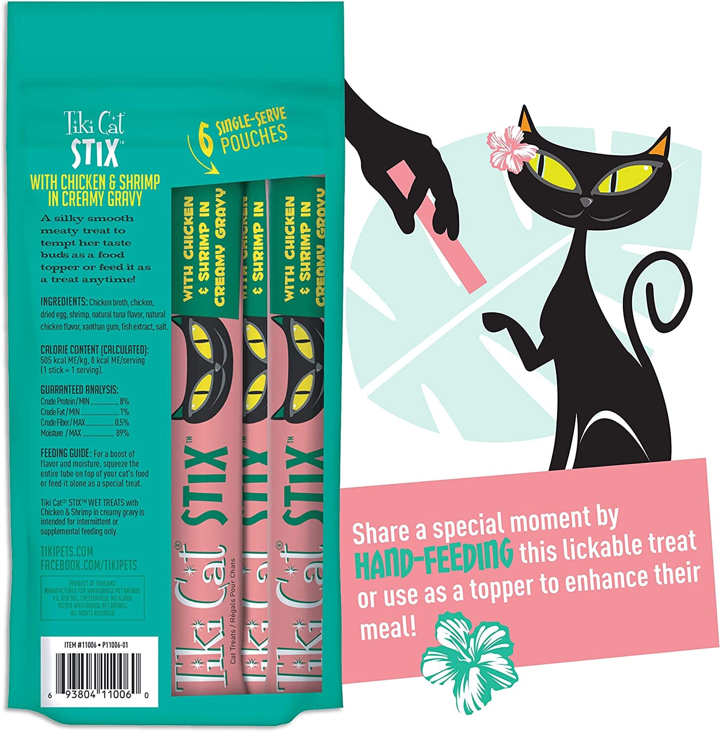 Tiki Cat Chicken & Shrimp Mousse STIX™ Cat Treats - (6 Tubes per Bag) - 3 Oz Bags - Pack of 12  