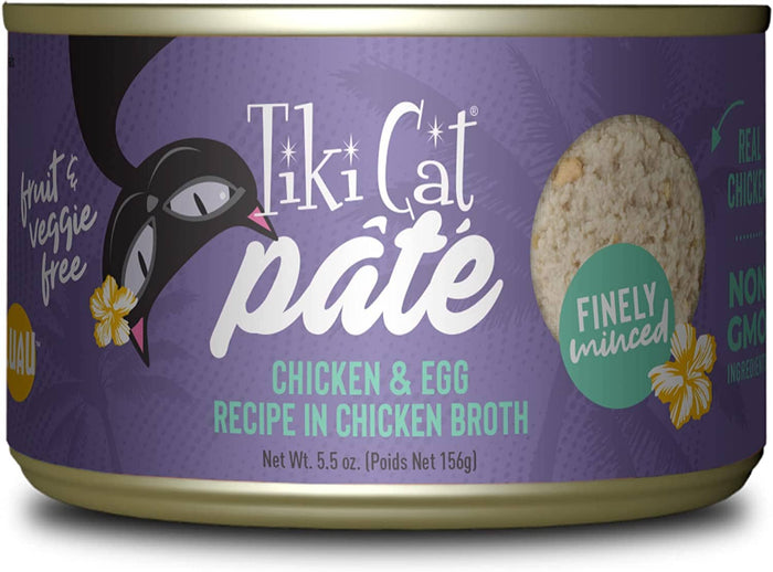 Tiki Cat Chicken w Egg Pate Luau Canned Cat Food 5.5 Oz Case