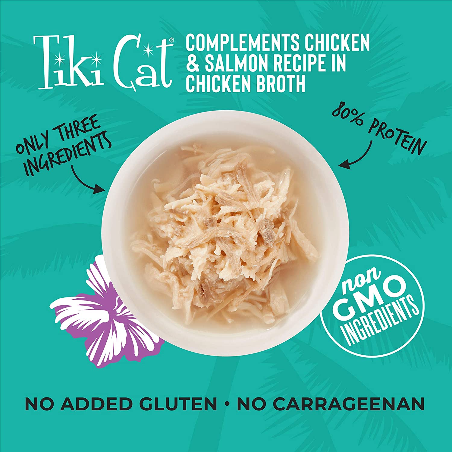 Tiki Cat Complements Chicken & Salmon Cat Food Toppers and Crunchers - 2.1 oz Cups - Case of 8  