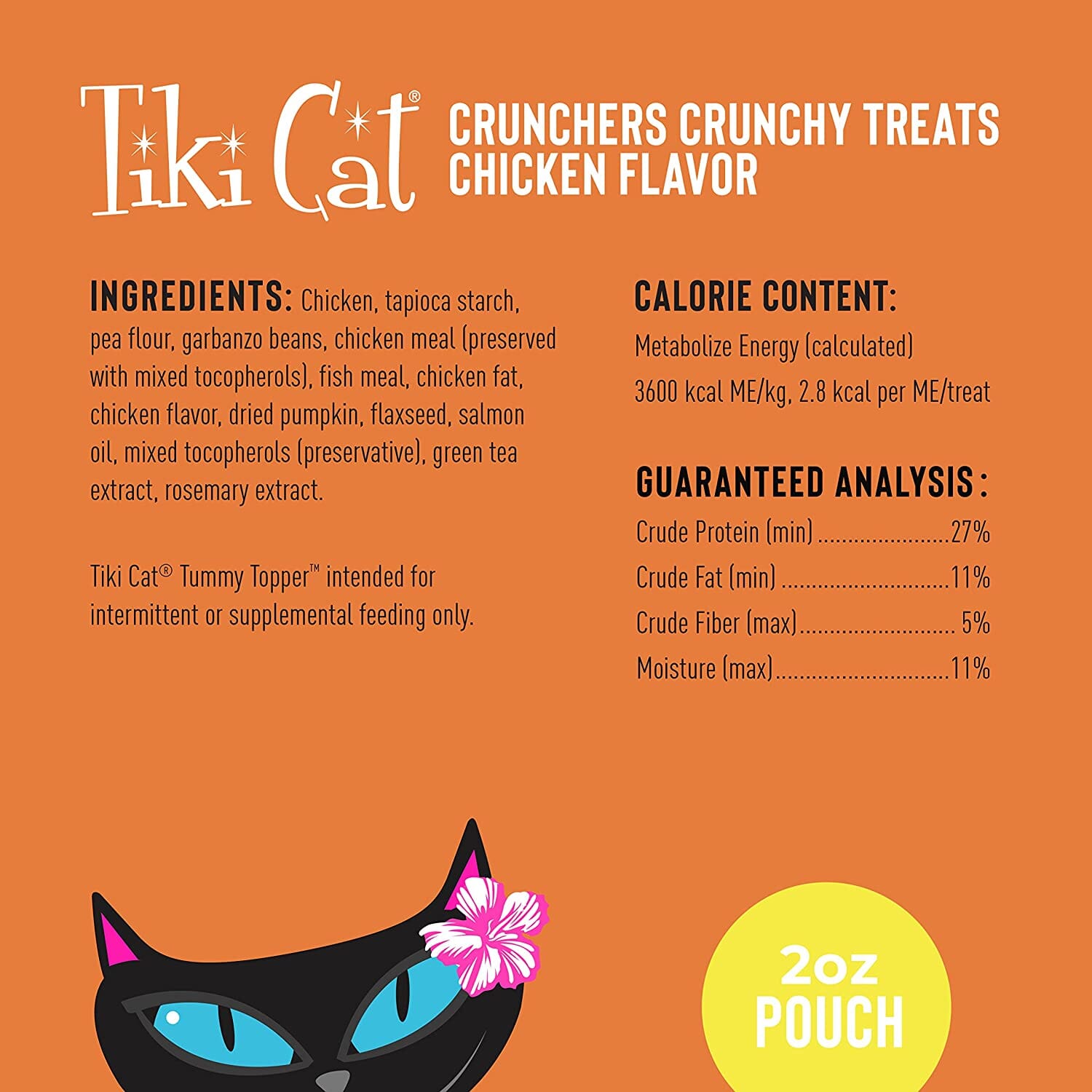 Tiki Cat Crunchers - Chicken & Pumpkin Cat Food Toppers - 2 Oz Pouch - Pack of 6  