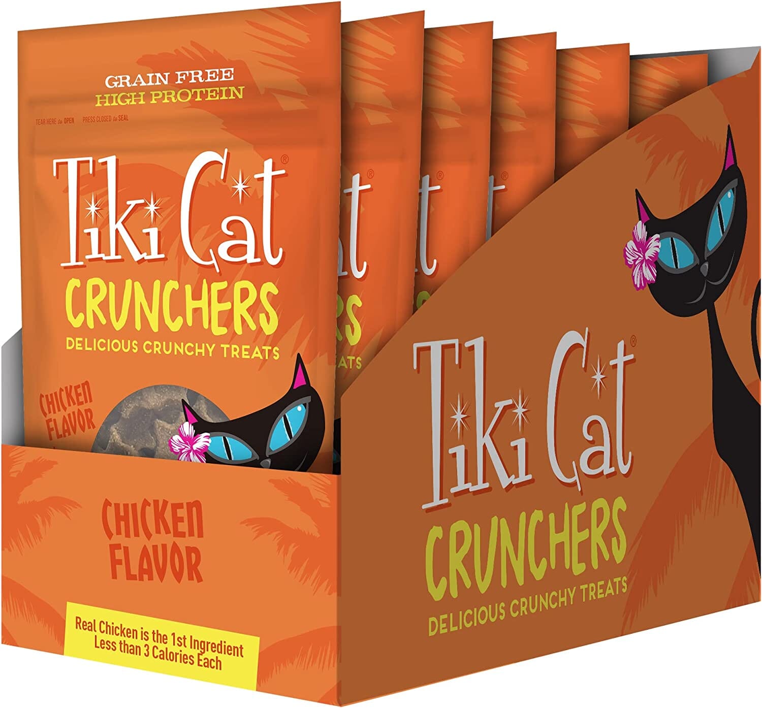 Tiki Cat Crunchers - Chicken & Pumpkin Cat Food Toppers - 2 Oz Pouch - Pack of 6  
