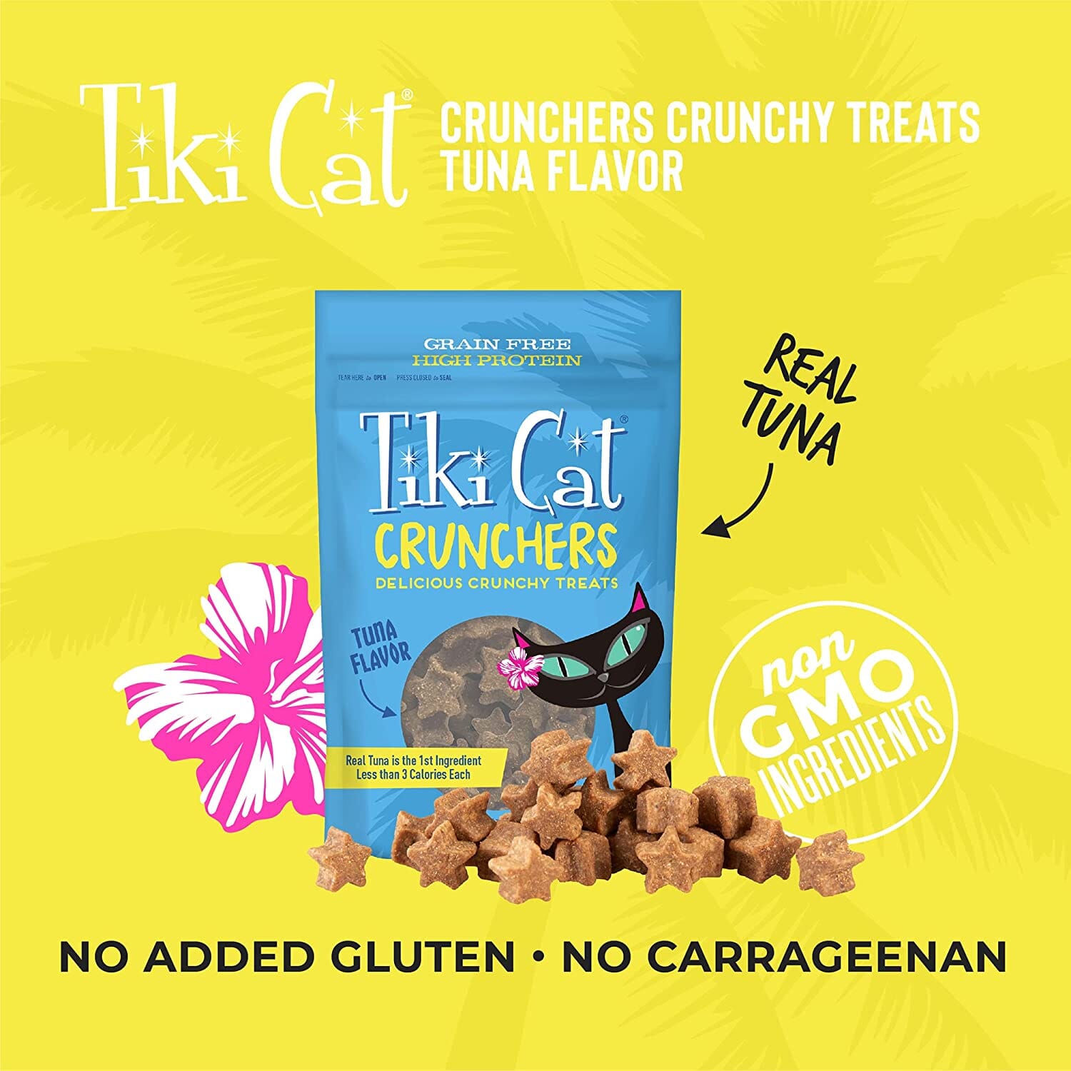 Tiki Cat Crunchers Tuna & Pumpkin Cat Food Toppers - 2 Oz Pouch - Pack of 6  