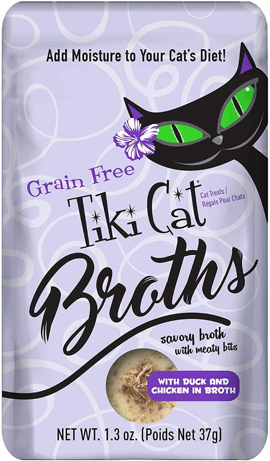 Tiki Cat Duck & Chicken Broth Cat Food Toppers - 1.3 Oz Pouch - Pack of 12  