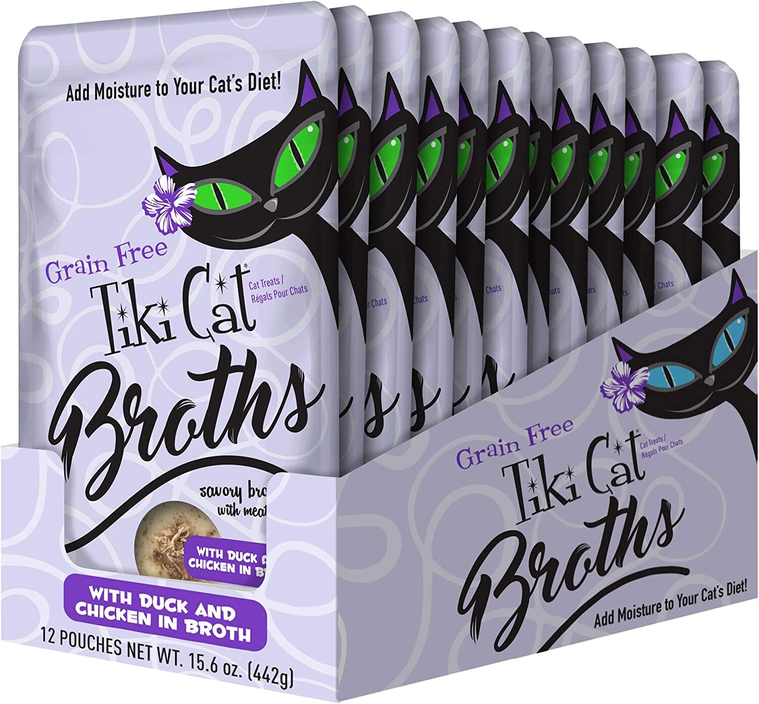 Tiki Cat Duck & Chicken Broth Cat Food Toppers - 1.3 Oz Pouch - Pack of 12  