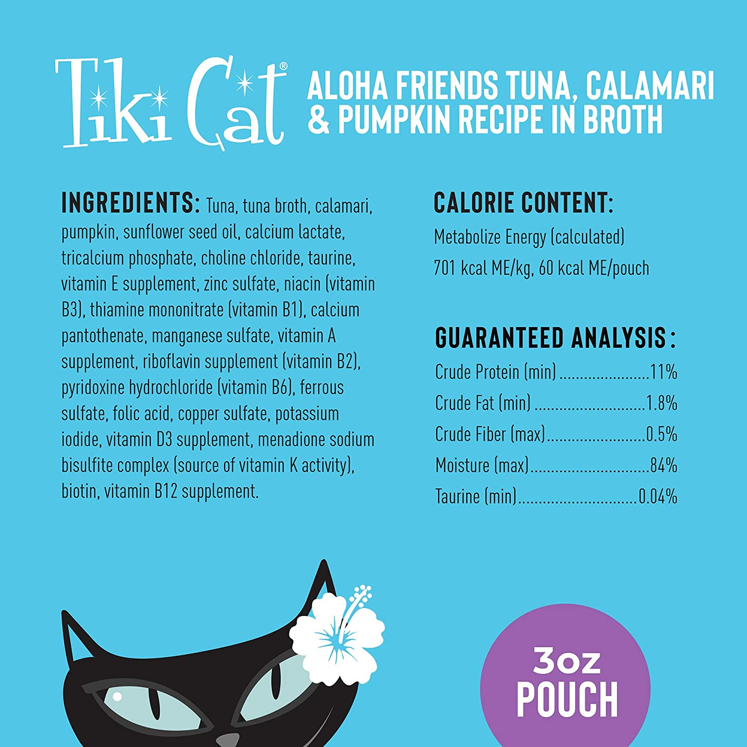 Tiki Cat Grain-Free Aloha Friends Tuna with Calamari & Pumpkin Wet Cat Food in Pouches - 3 oz Pouches - Case of 12  