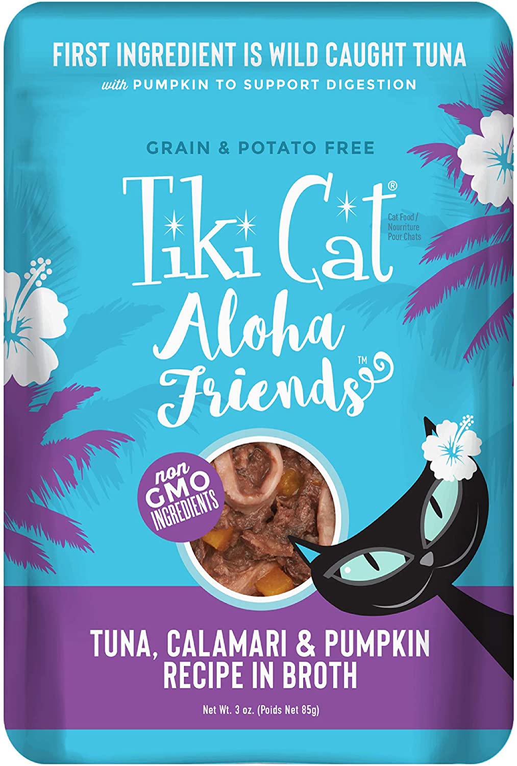 Tiki Cat Grain-Free Aloha Friends Tuna with Calamari & Pumpkin Wet Cat Food in Pouches - 3 oz Pouches - Case of 12  