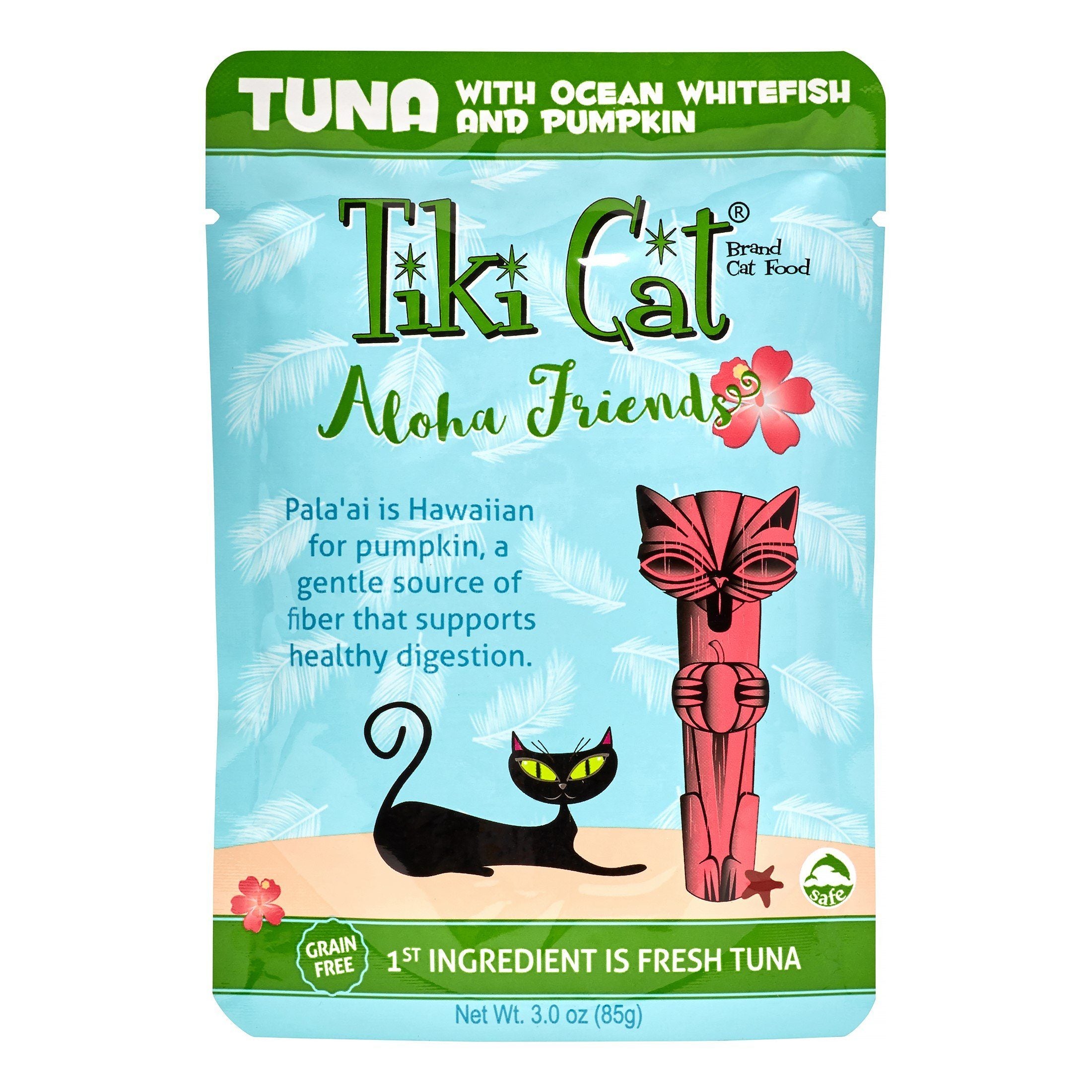 Tiki Cat Grain-Free Aloha Friends Tuna with Ocean Whitefish & Pumpkin Wet Cat Food in Pouches - 3 oz Pouches - Case of 12  