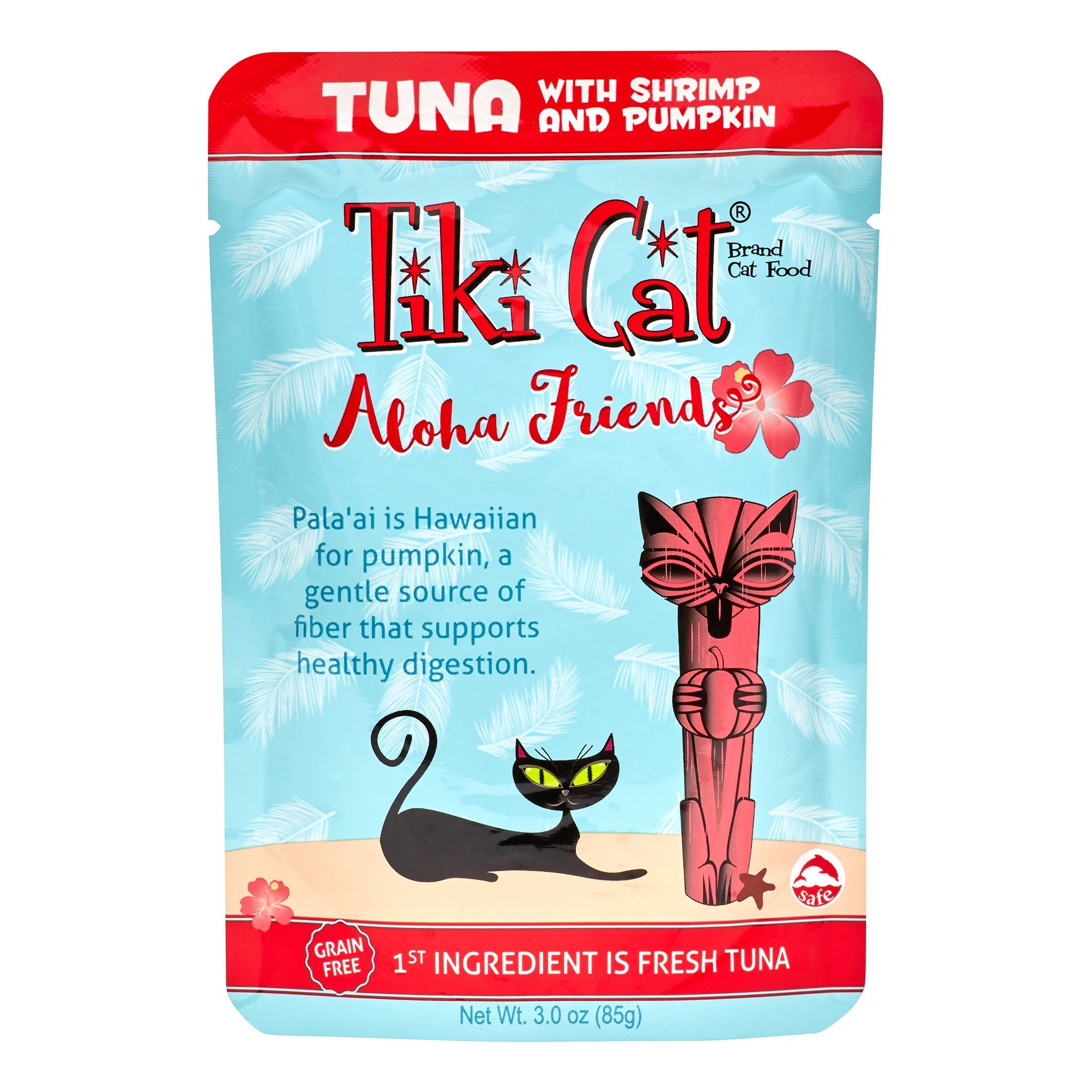 Tiki Cat Grain-Free Aloha Friends Tuna with Shrimp & Pumpkin Wet Cat Food in Pouches - 3 oz Pouches - Case of 12  