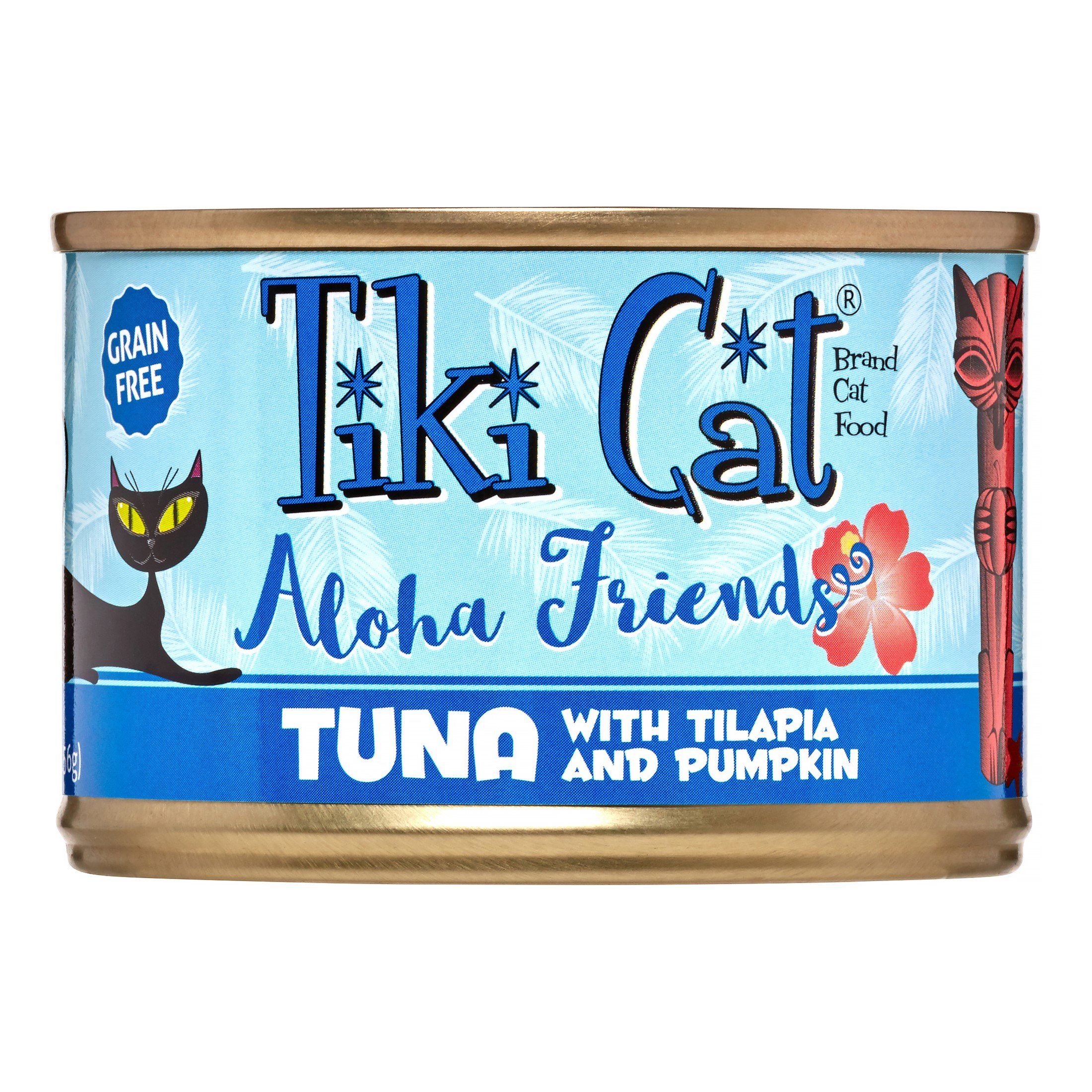 Tiki Cat Grain-Free Aloha Friends Tuna with Tilapia & Pumpkin Canned Cat Food - 5.5 oz Cans - Case of 8  