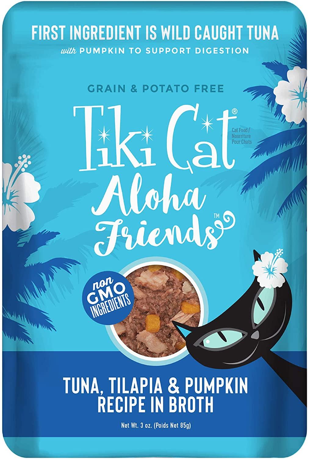 Tiki Cat Grain-Free Aloha Friends Tuna with Tilapia & Pumpkin Wet Cat Food in Pouches - 3 oz Pouches - Case of 12  