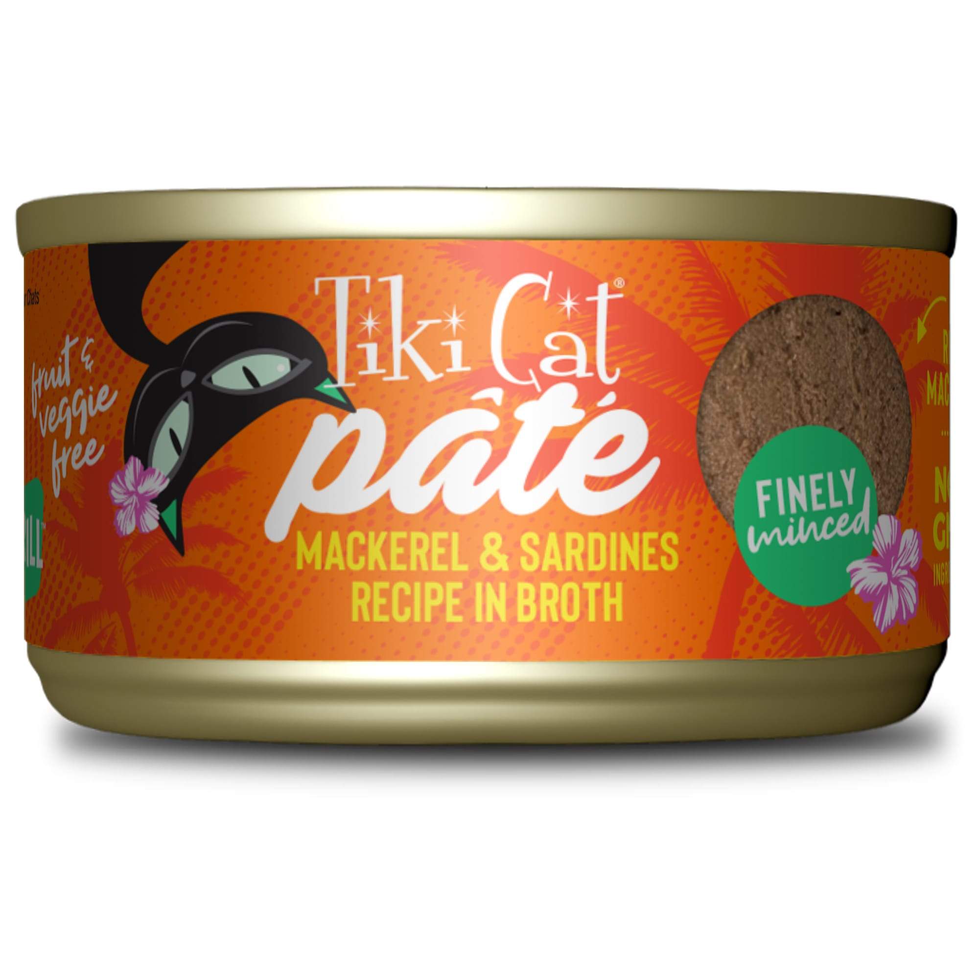 Tiki Cat Grill Mackerel & Sardine Recipe Pate Canned Cat Food - 2.8 oz Cans - Case of 12  