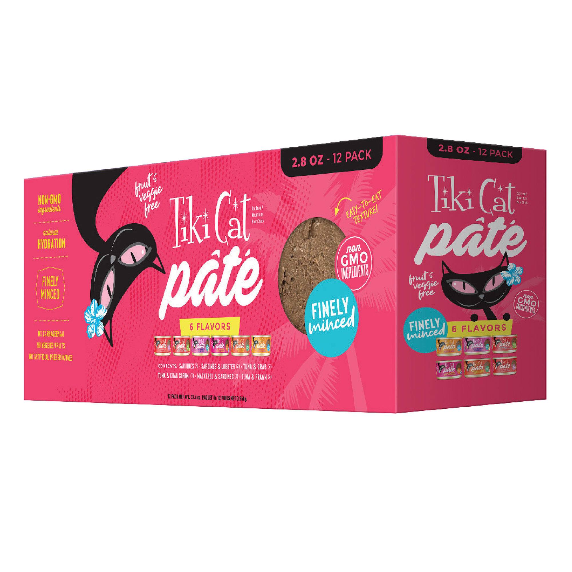 Tiki Cat Pate Variety Pack Canned Cat Food - 2.8 oz Cans - Case of 12  