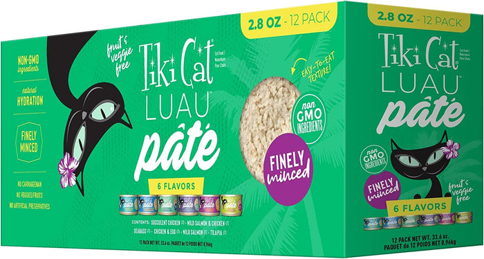 Tiki Cat Pate Variety Pack Luau Canned Cat Food - 2.8 Oz - Case of 12