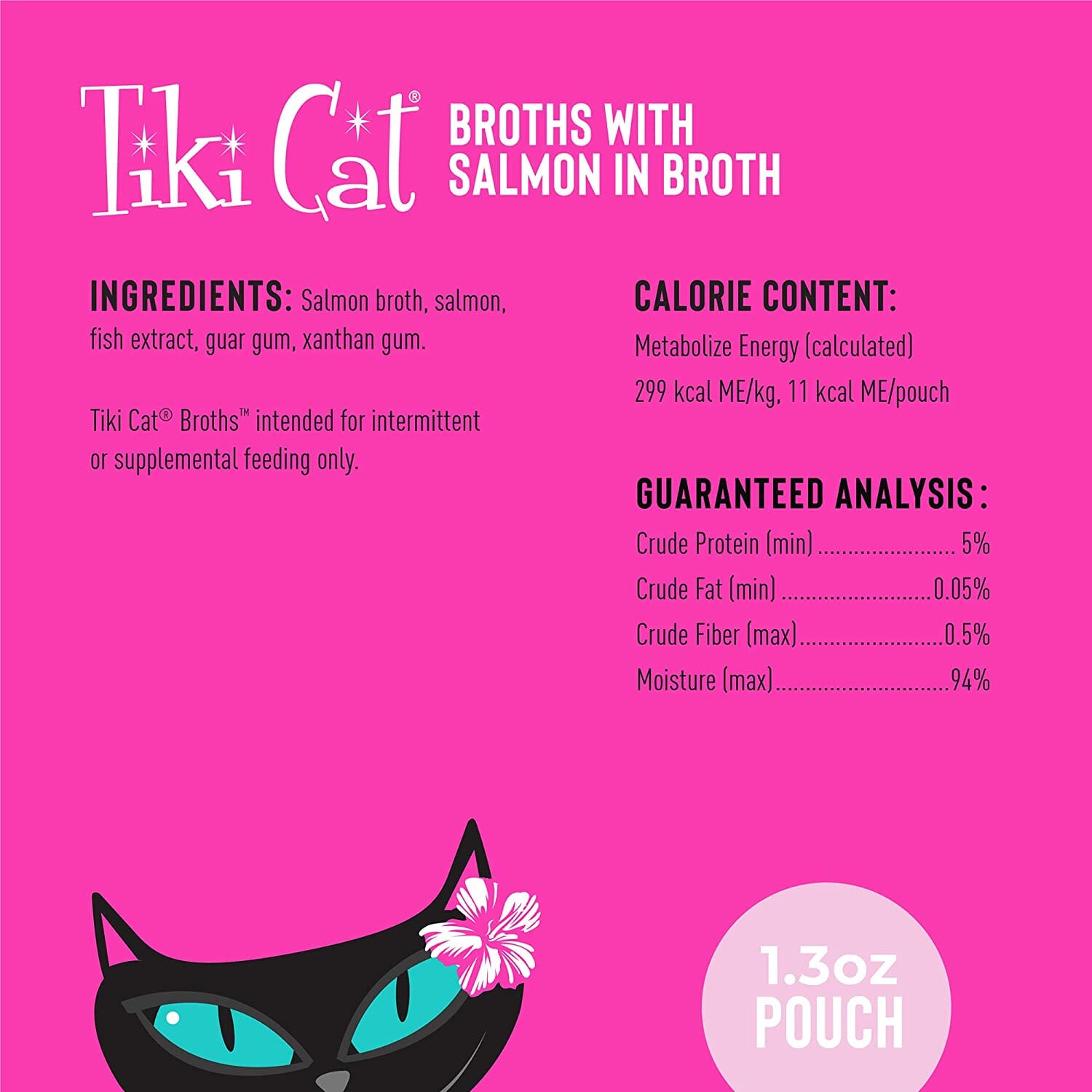 Tiki Cat Salmon Broth Cat Food Toppers - 1.3 Oz Pouch - Pack of 12  