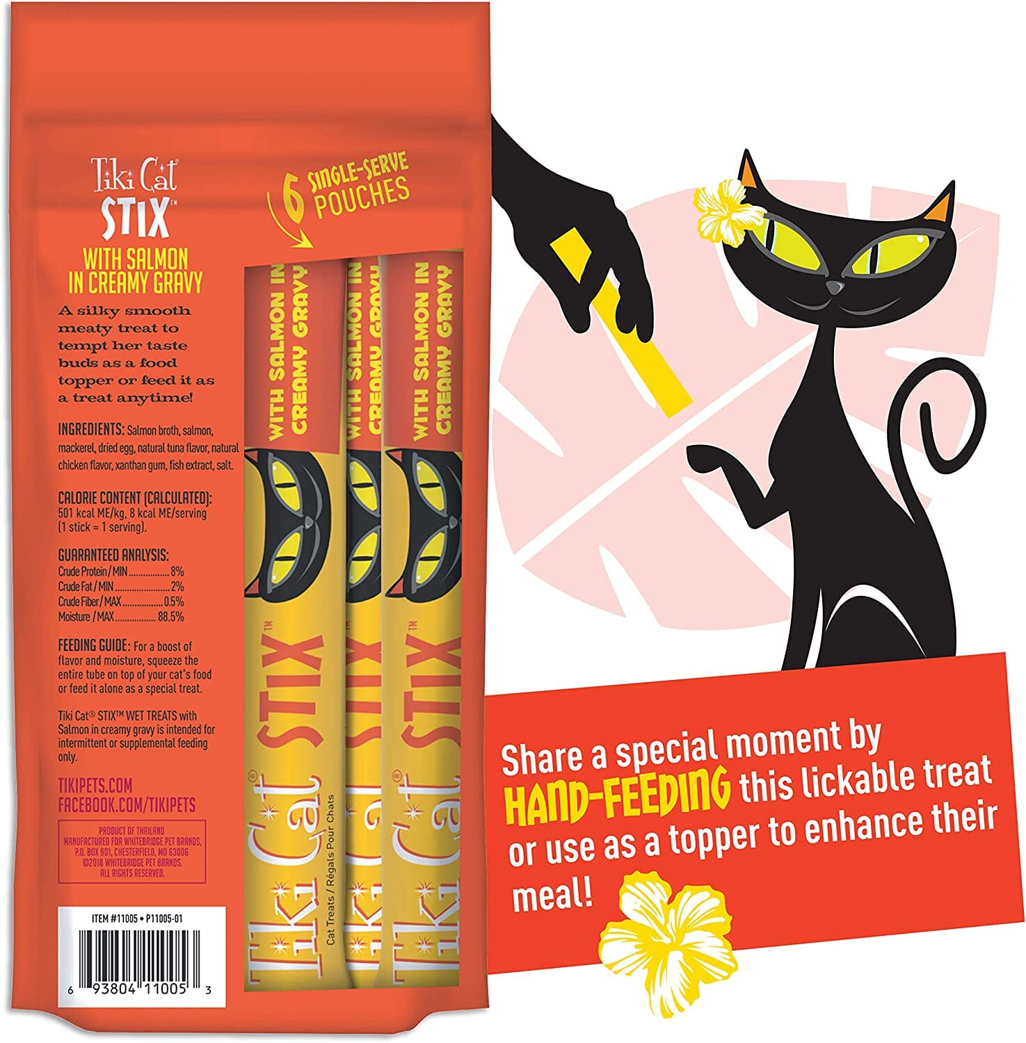 Tiki Cat Salmon Mousse STIX™ Cat Treats - (6 Tubes per Bag) - 3 Oz Bags - Pack of 12  